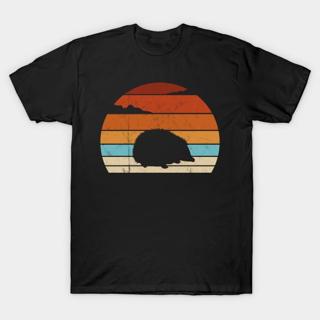 Retro Sundown Spiny Hedgehog Silhouette T-Shirt by SkizzenMonster